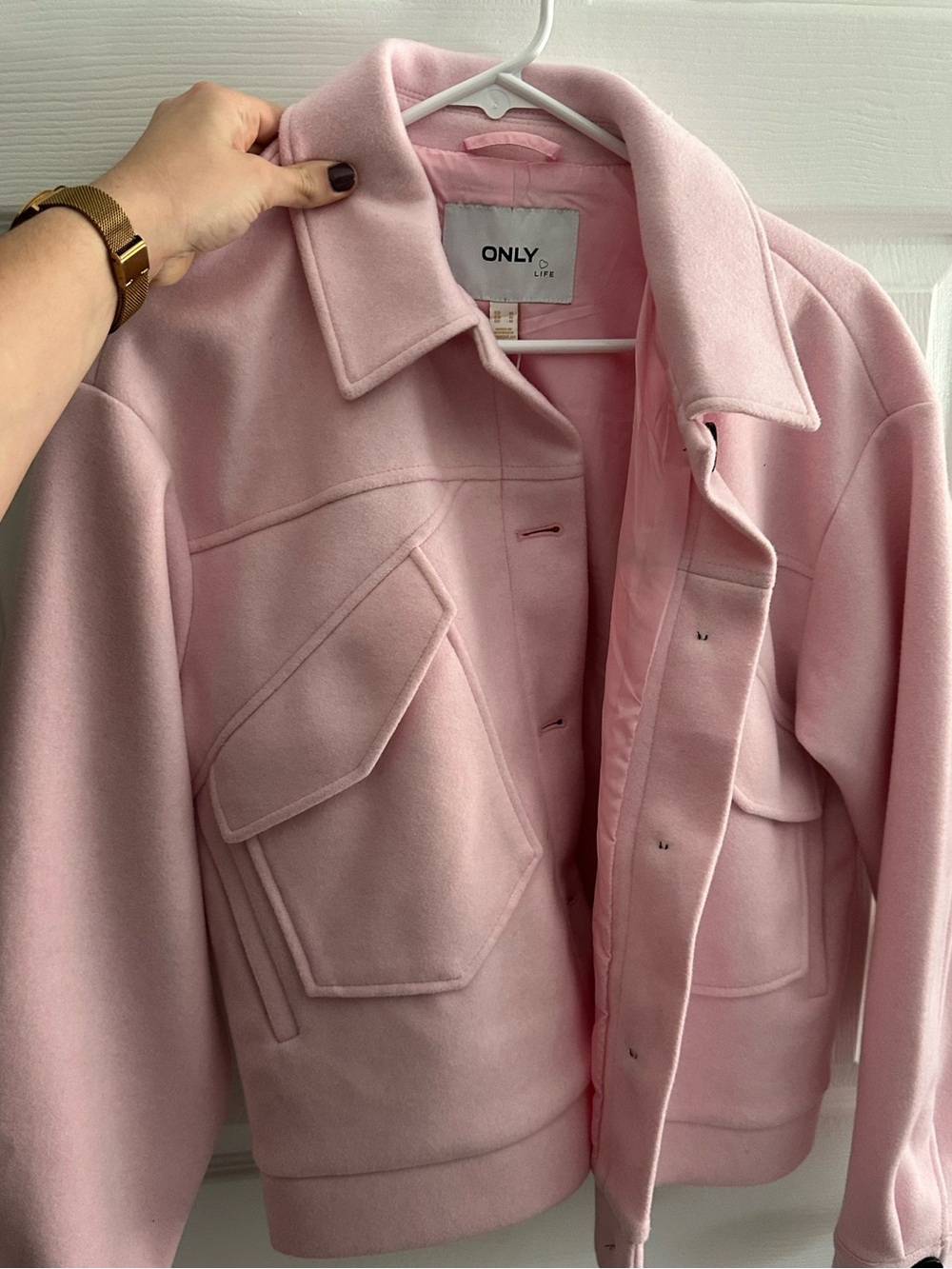 NWT— ONLY Pink Utility Jacket with Flap Pockets